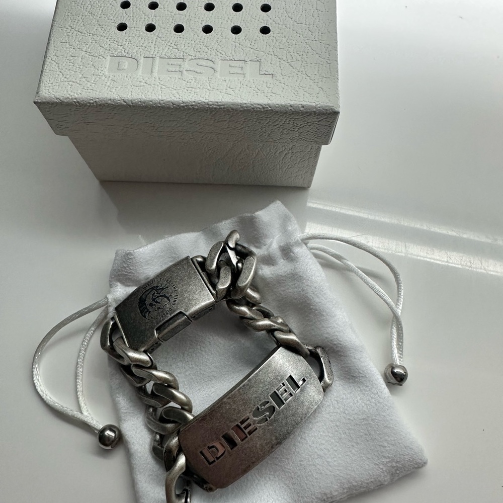 Diesel Silver Chain-Link Jewelry Bracelet